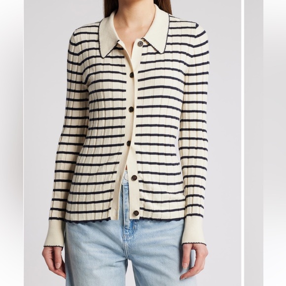 NWT RAILS Aurelia Striped long sleeve cotton and silk blend cardigan XS - Picture 1 of 6